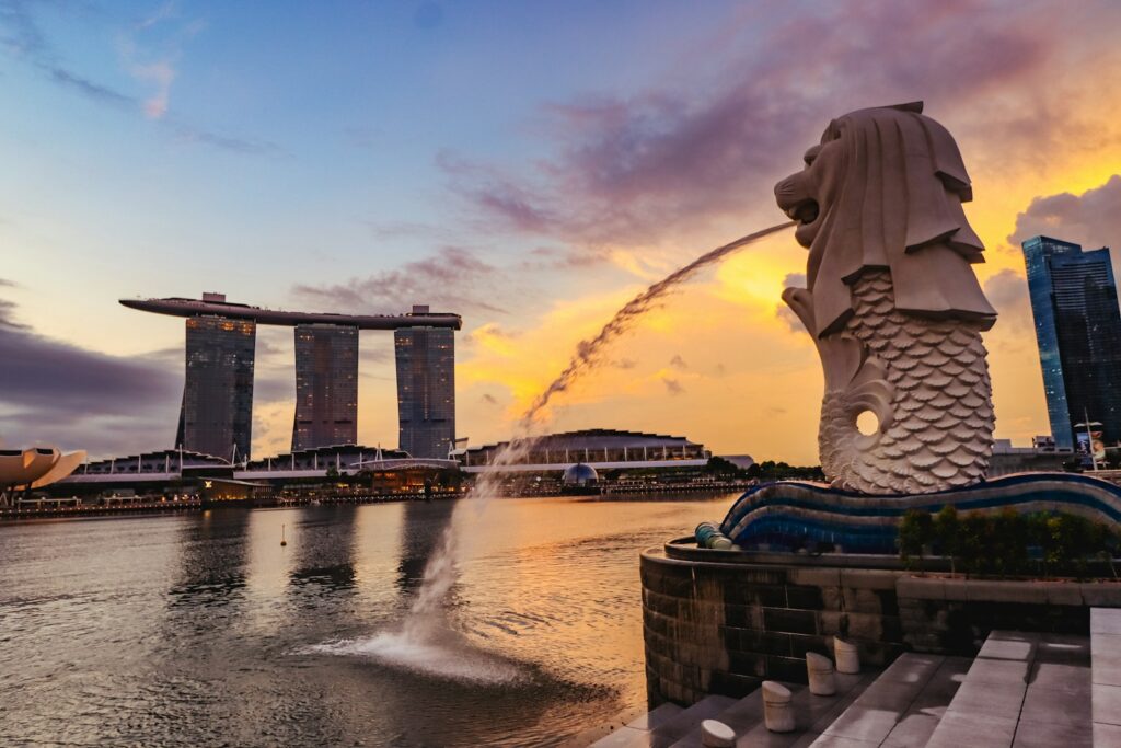 A large fountain spewing water into the air